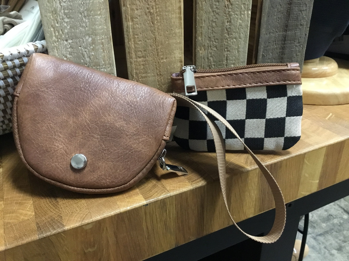 Wristlet - Checkered Brown