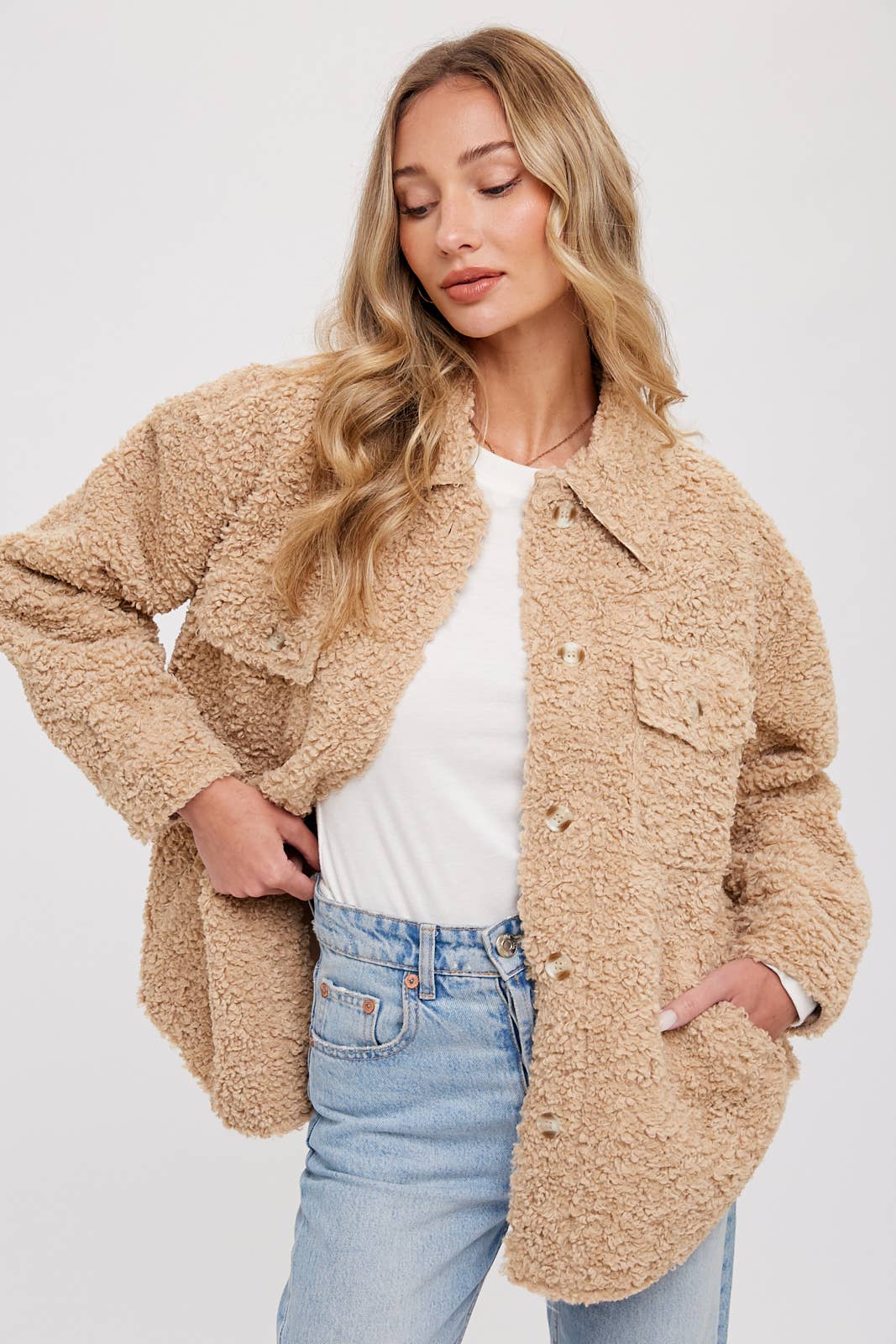 Faux Fur Jacket - Latte