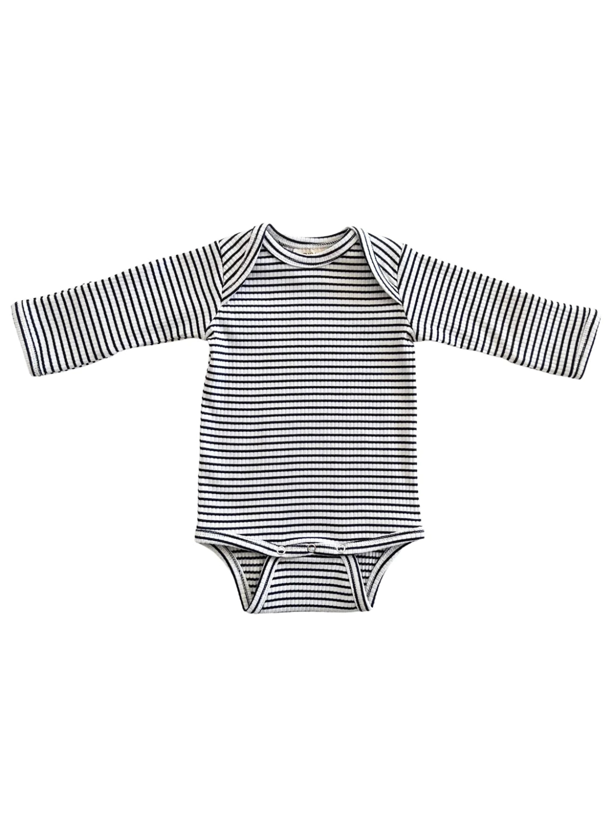 Organic Ribbed Long Sleeve Bodysuit - Black Stripe