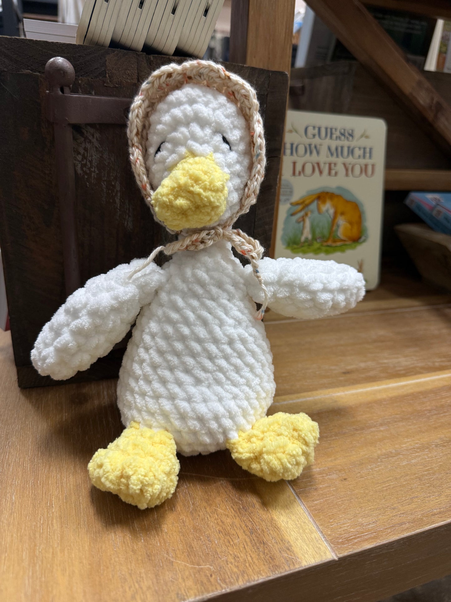 Crocheted Duck with Bonnet