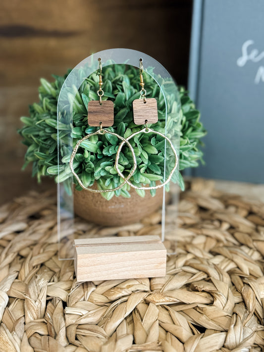 Geometric Wooden Earrings - Circle