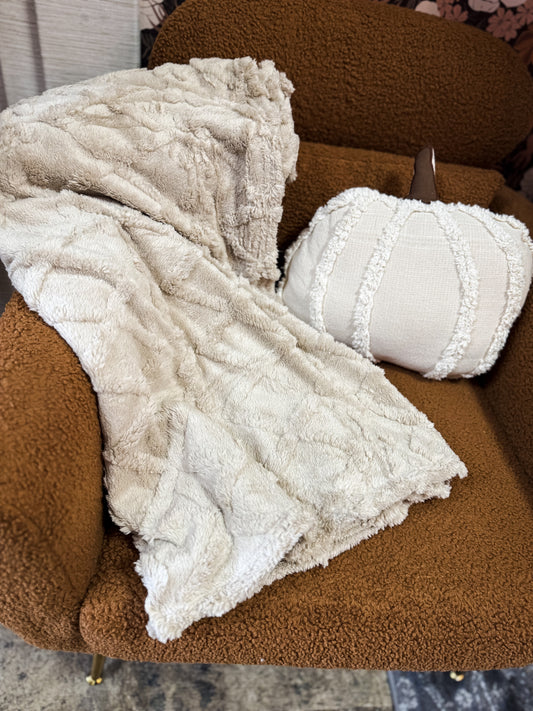 Fleece Throw Blanket - Khaki