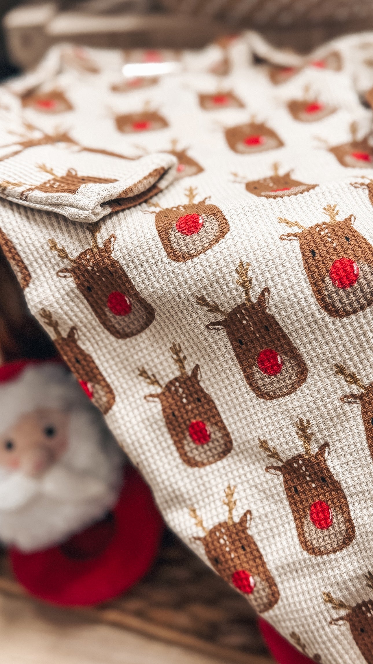 Knotted Organic Waffle Gown - Reindeer