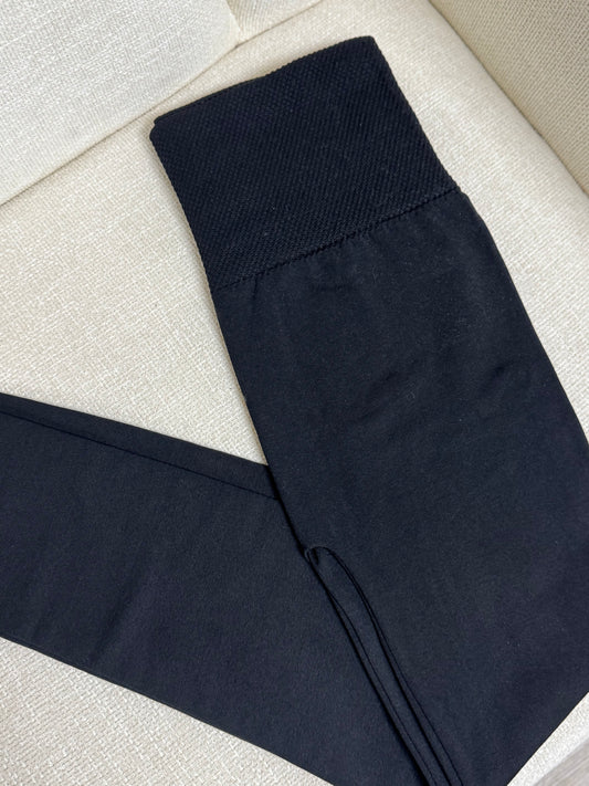 Plus Fleece High Waisted Leggings - Black