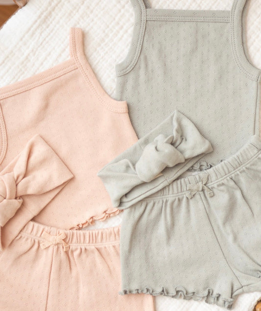 Pointelle Shortie Set - Sage