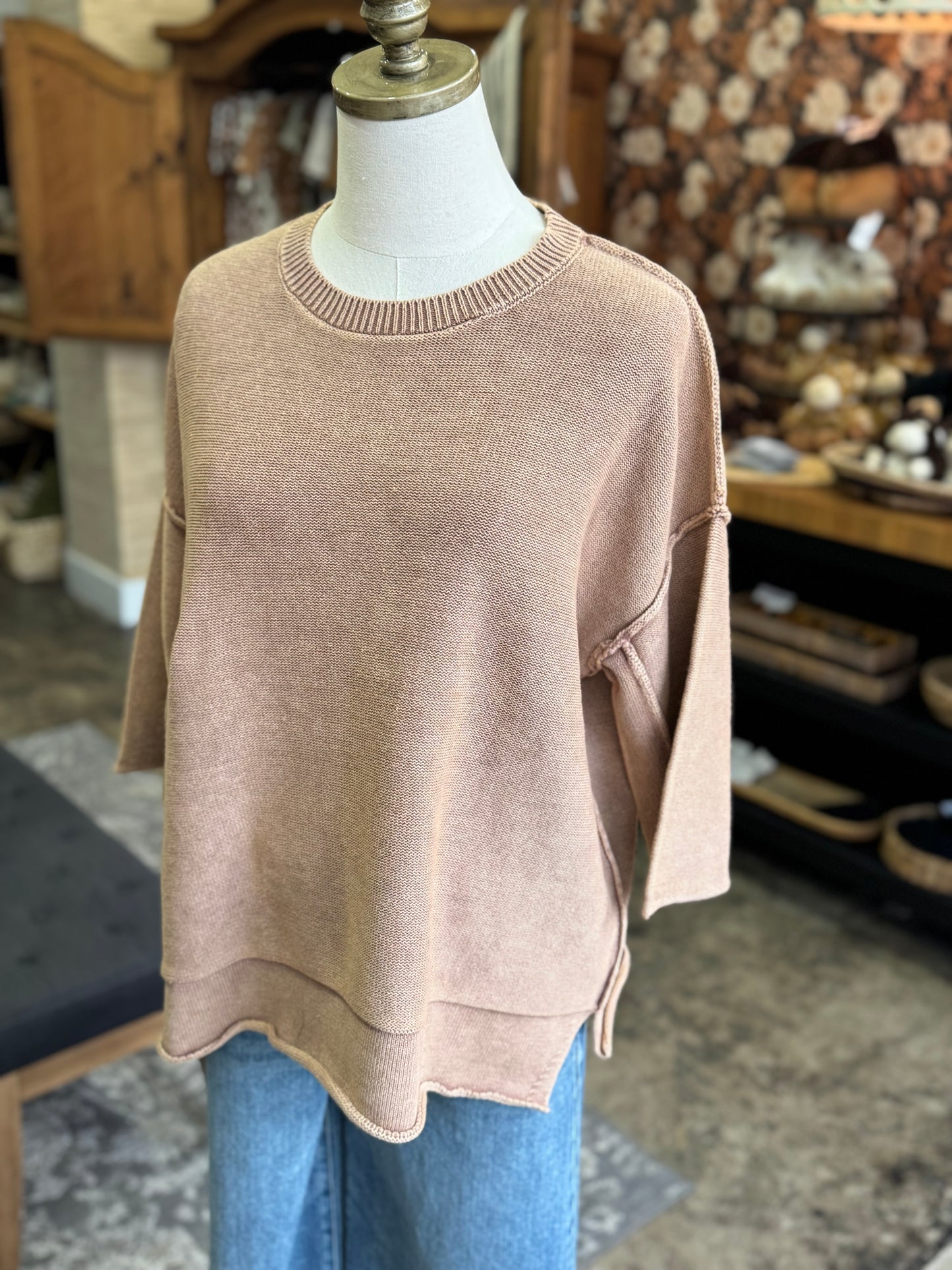 Washed Camel Tone Sweater