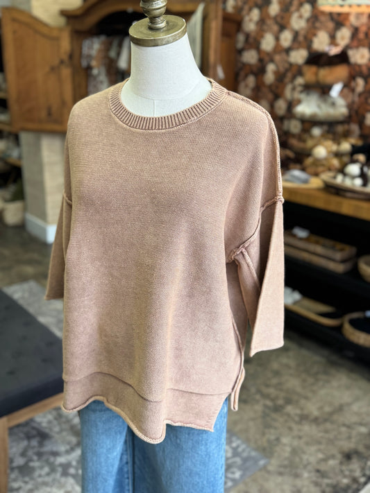 Washed Camel Tone Sweater