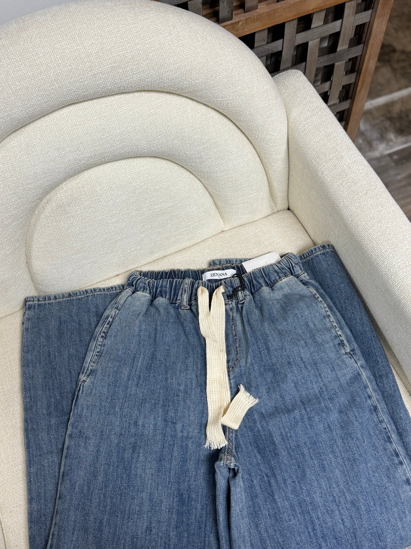 Drawstring Denim Jeans