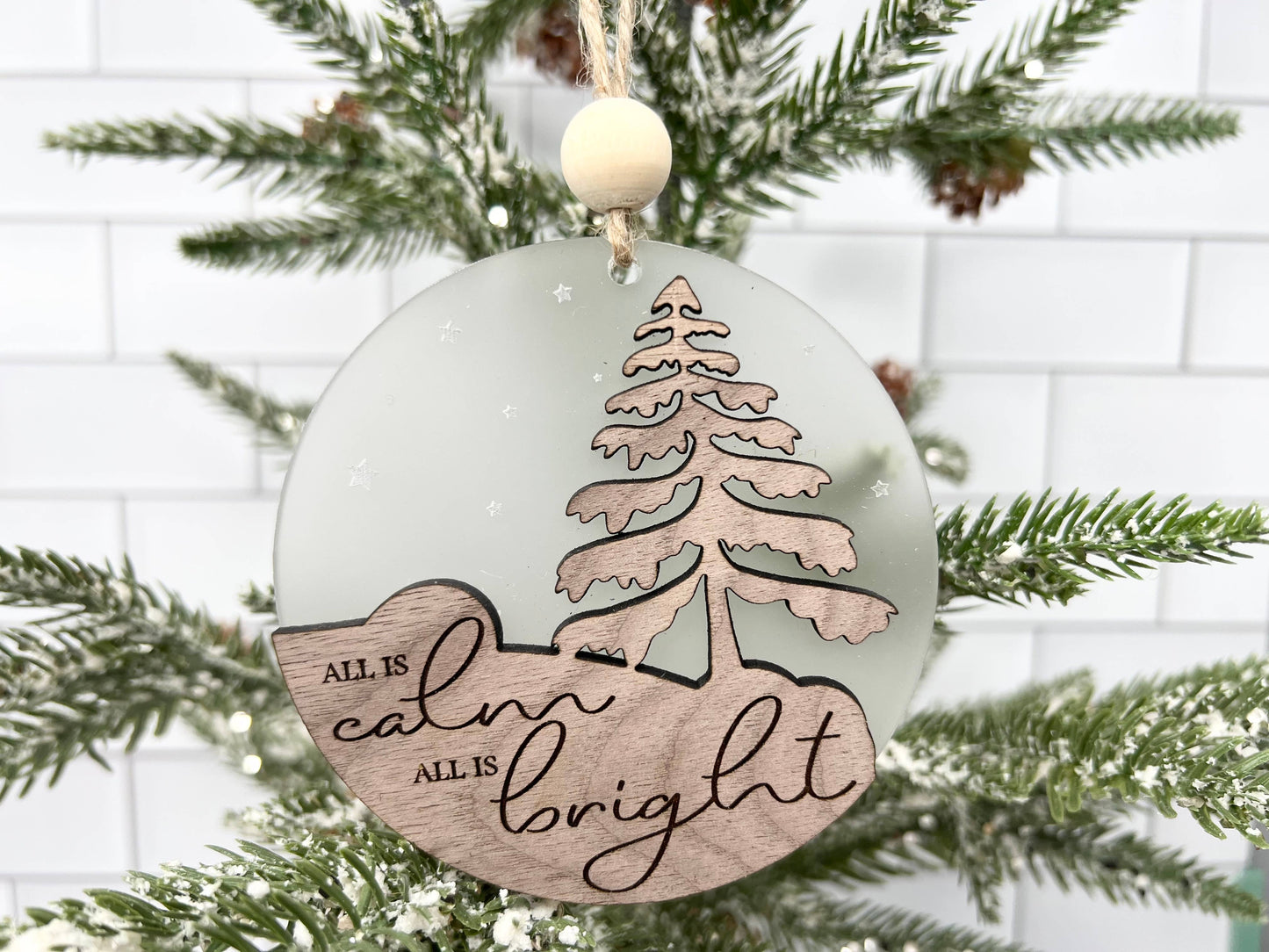 Rustic Ornament - All Is Calm All Is Bright