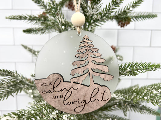 Rustic Ornament - All Is Calm All Is Bright