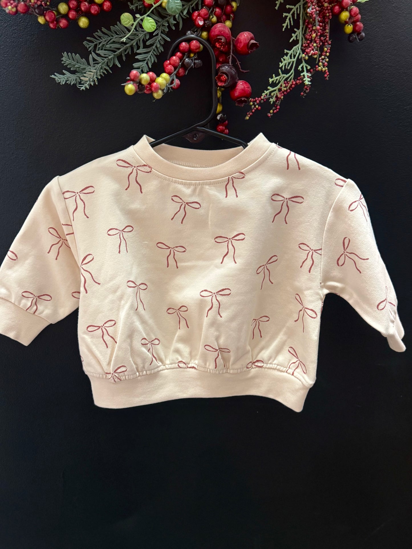 Fleece Sweatshirt - Red Bows