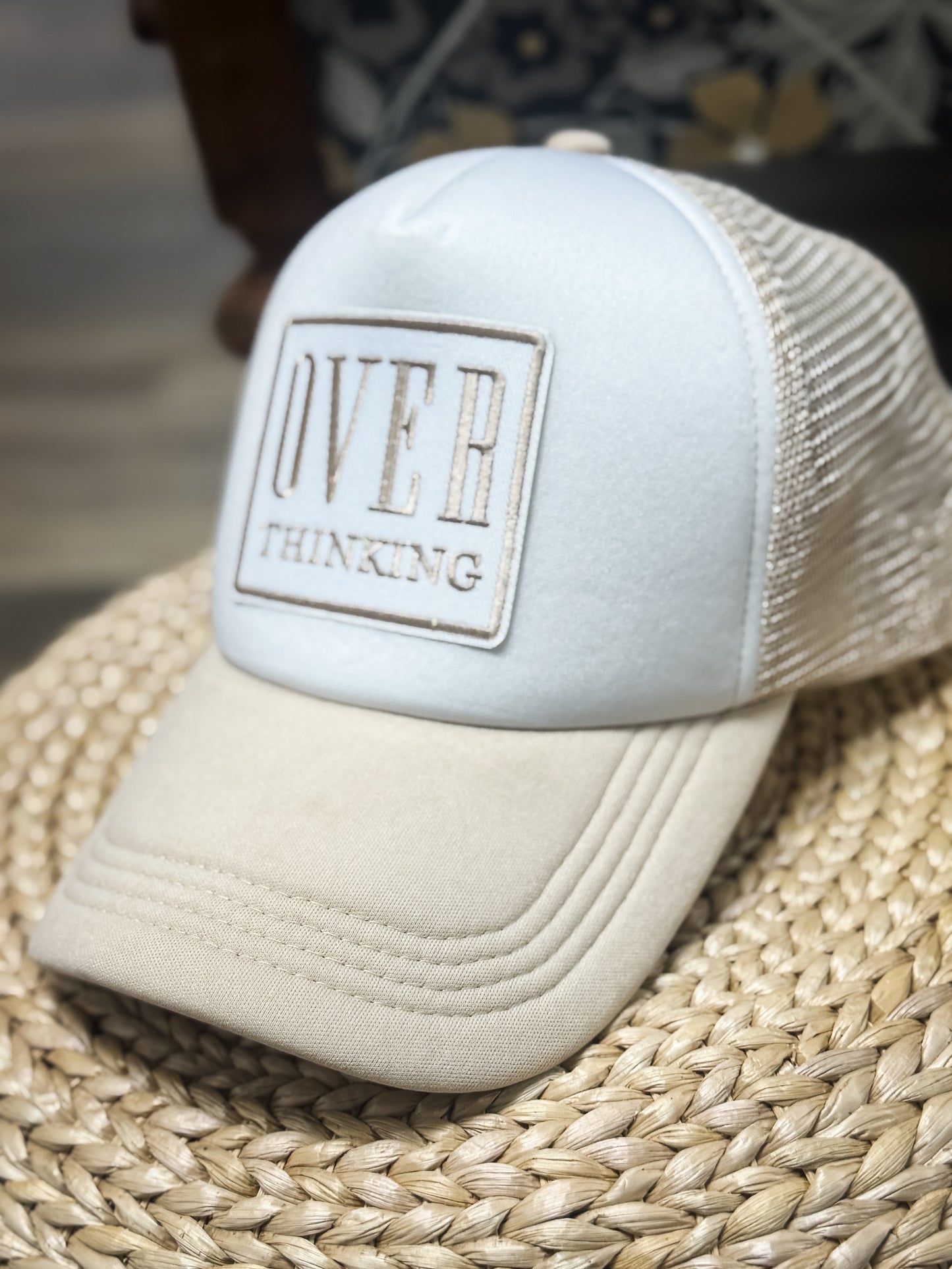 Overthinking Foam Trucker Hat – Beige