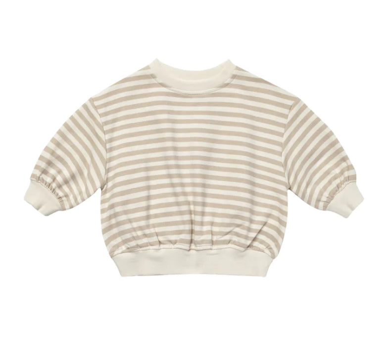 Relaxed Fleece Sweatshirt- Sand Stripe