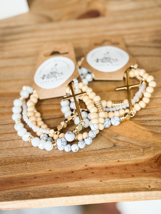 Bracelet Set - Gold Cross