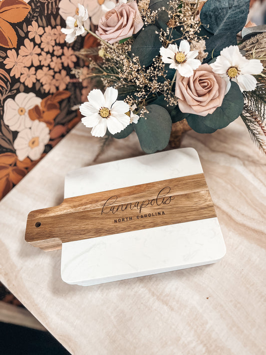 Kannapolis Marble|Acacia Wood Serving Board