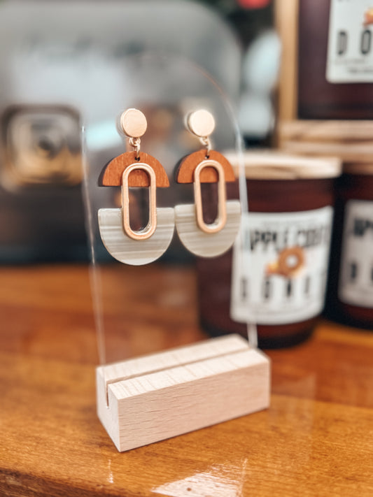 Drop Resin Earrings - Wooden