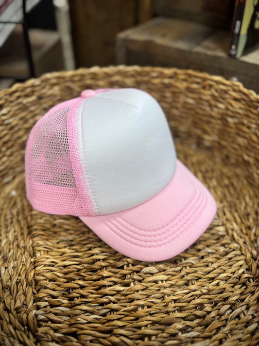 Youth Trucker Hat - Pink/White