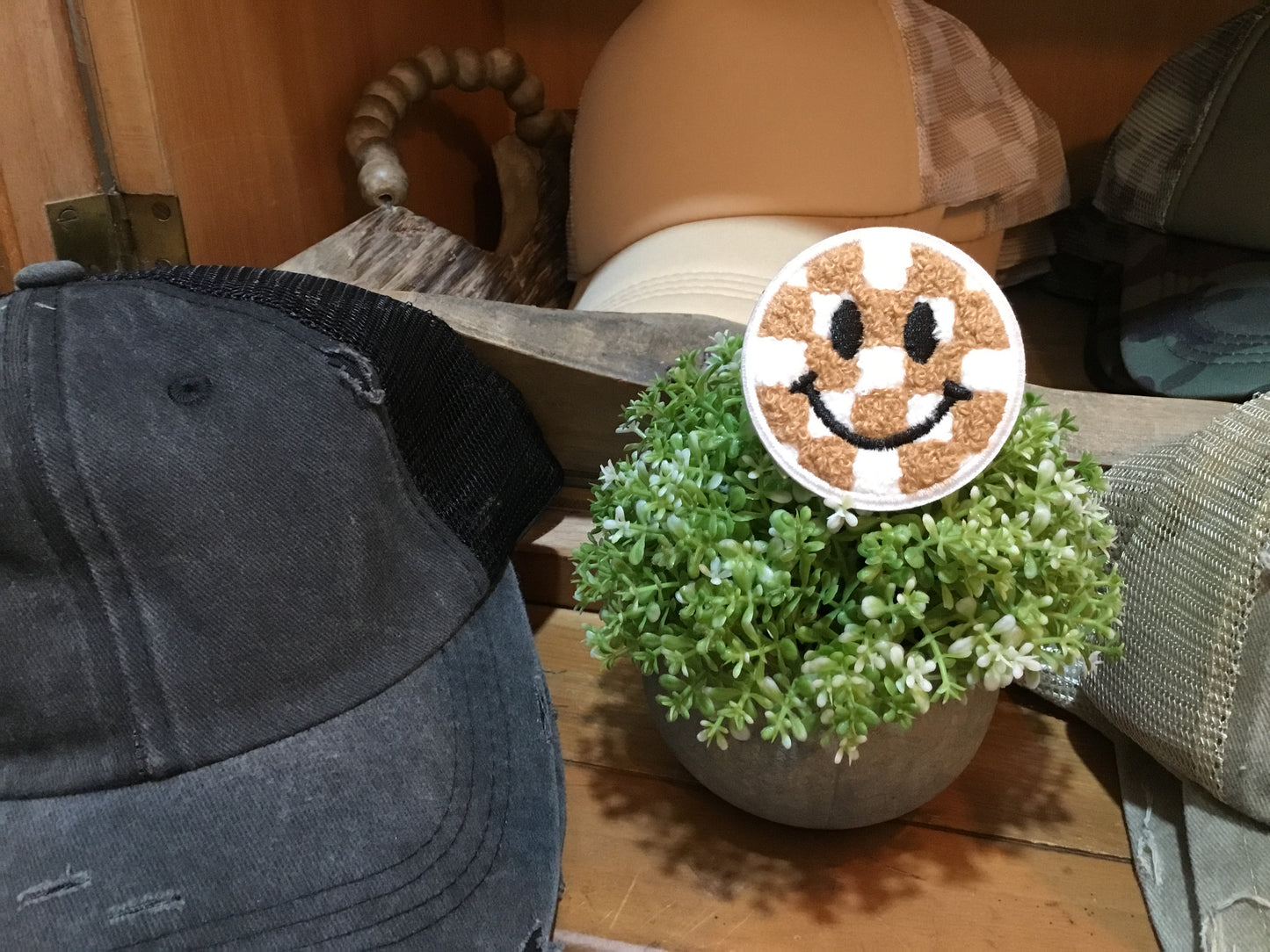 Hat Patch - Checker Smile