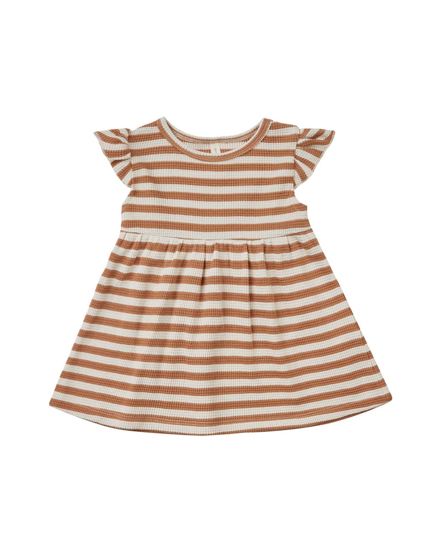 Flutter sleeve dress- Clay stripe