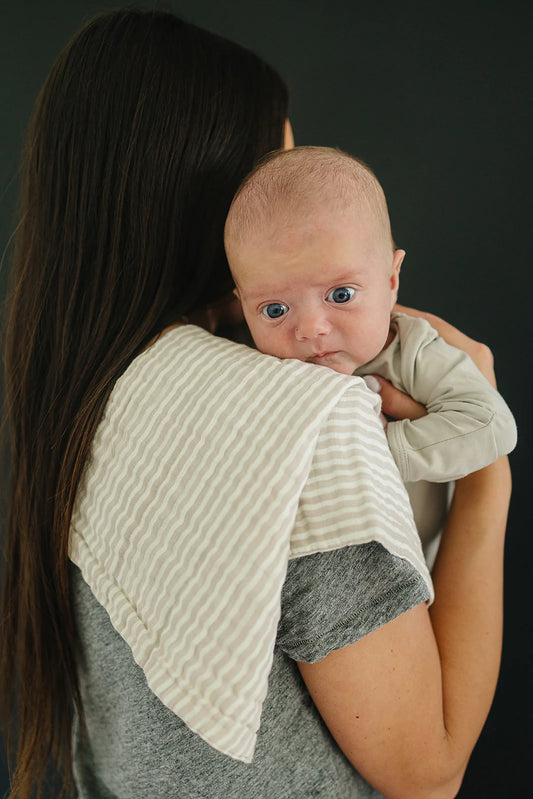 Muslin Burp Cloth - Taupe Stripe