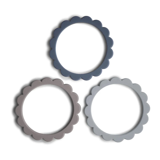 Flower Teether Bracelets - Steel/DoveGray/Stone