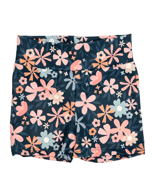 Kenya Biker Shorts - Navy & Coral Floral