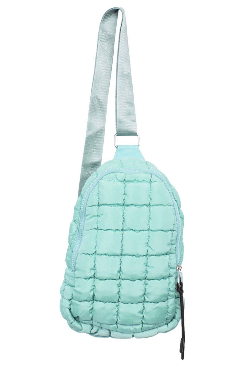 Quilted Sling Crossbody Bag - Mint