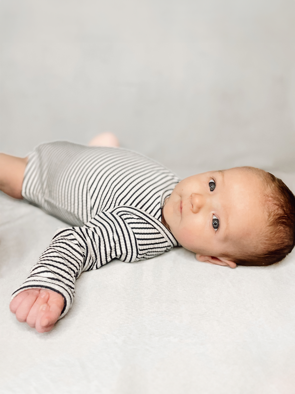 Organic Ribbed Long Sleeve Bodysuit - Black Stripe