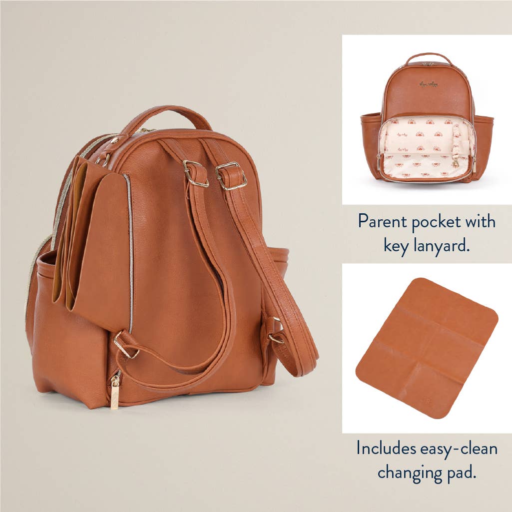 Itzy Mini Plus Backpack Diaper Bag - Cognac