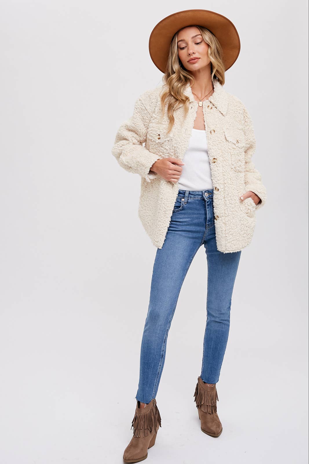 Faux Fur Jacket - Ecru