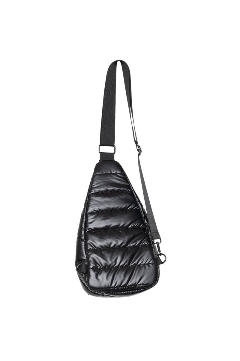 Quilted Sling Bag - Metallic Black