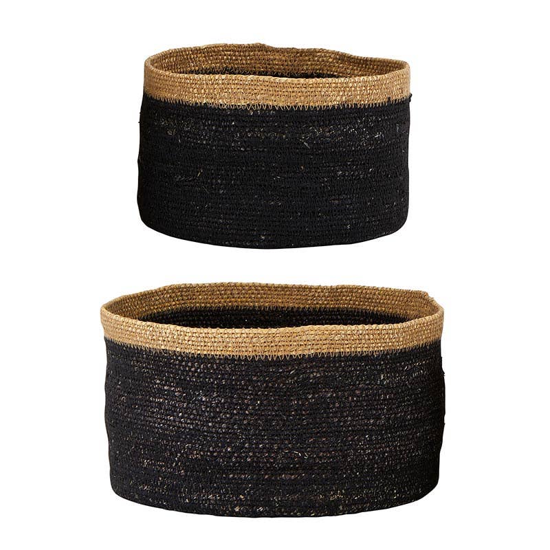 Seagrass Basket Set - Black/Natural Rim
