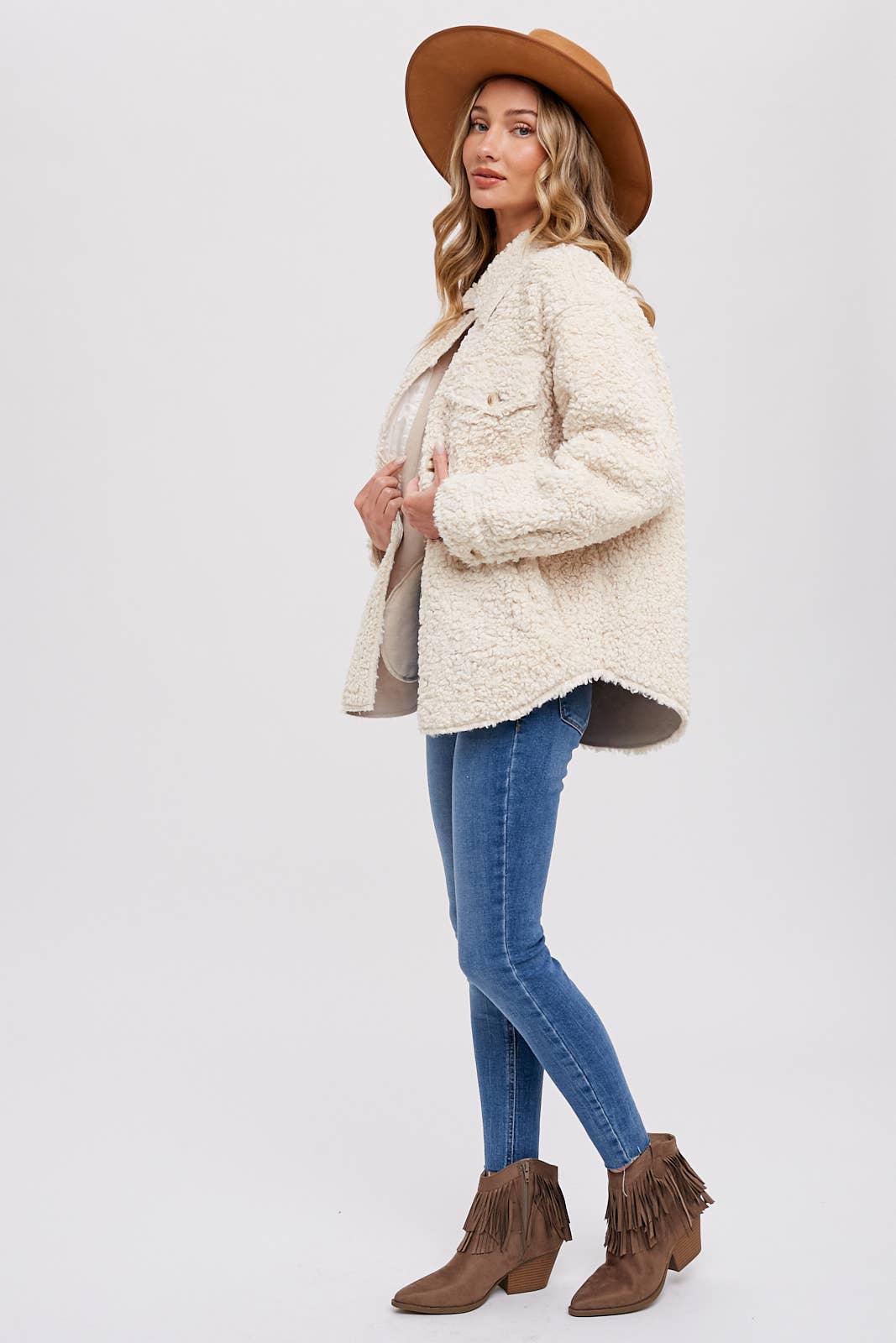 Faux Fur Jacket - Ecru