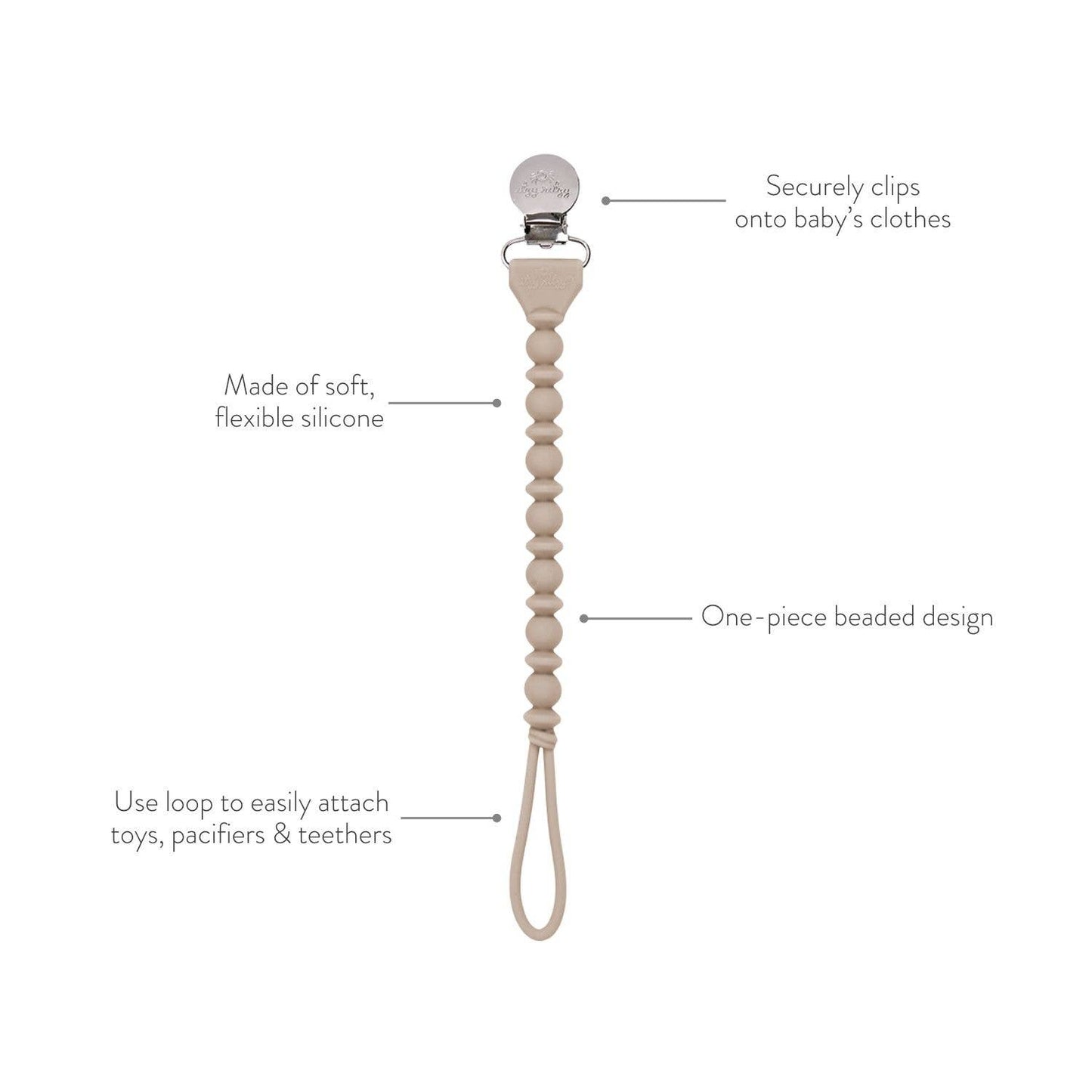 Sweetie Strap™ Silicone Pacifier Clip - Toast