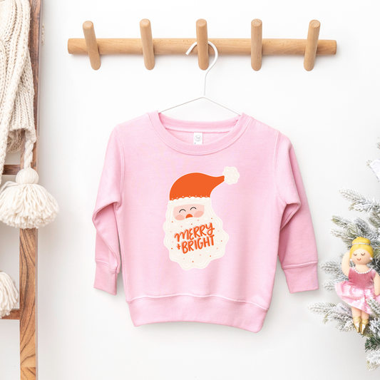 Merry and Bright Santa - Pink Toddler Sweatshirt