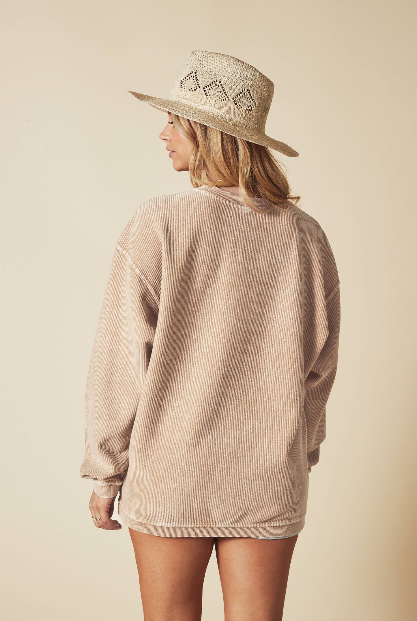 It’s a Love Without End - Thermal Vintage Pullover: Latte