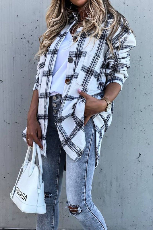 Oversized Buttoned Shacket - Plaid