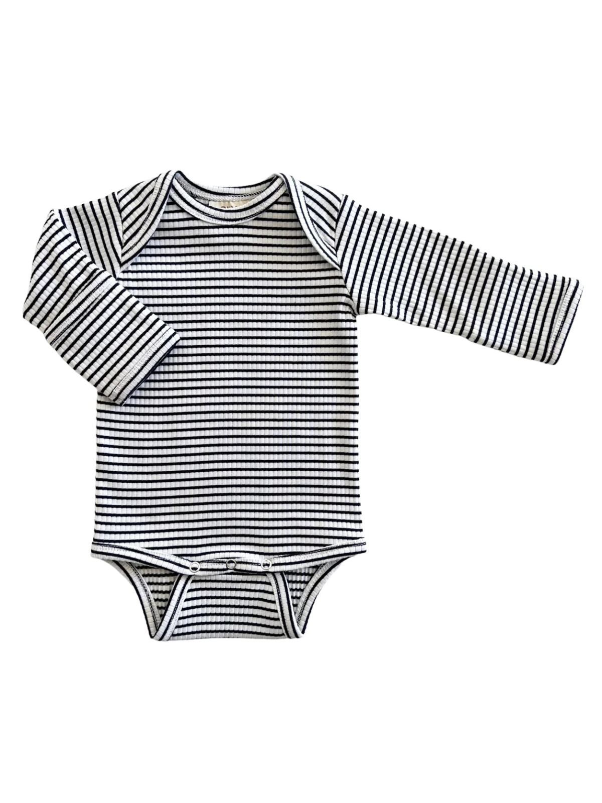 Organic Ribbed Long Sleeve Bodysuit - Black Stripe