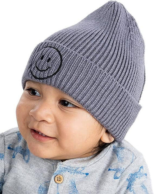 Infant Smiley Beanie - Grey