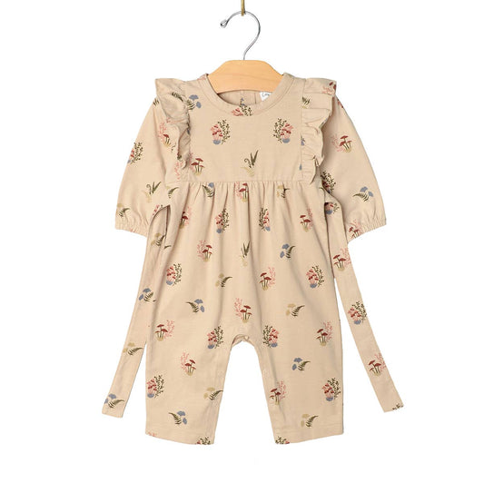 Flutter Long Sleeve Romper - Fall Mushrooms