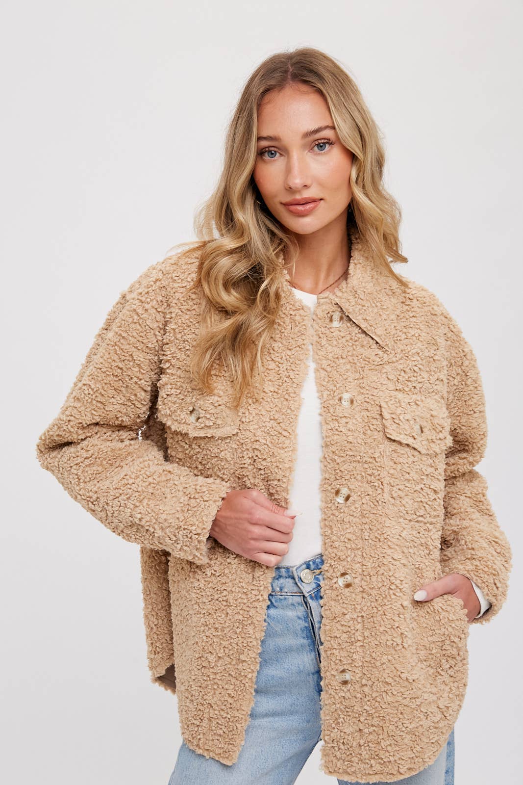 Faux Fur Jacket - Latte