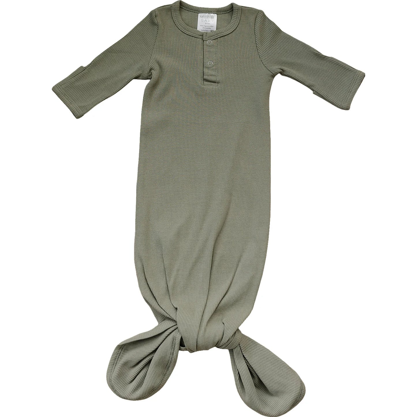 Organic Cotton Ribbed Knot Gown - Green