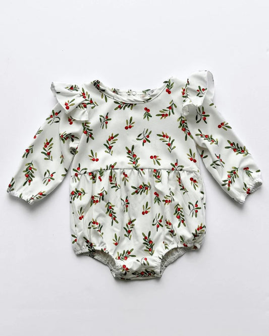 Rhodes Bubble Romper - Holiday Sprigs