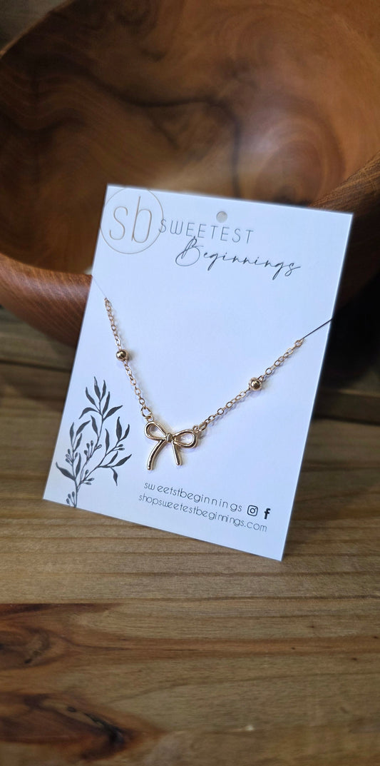 Bow Necklace - Gold