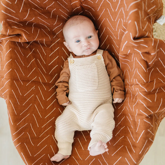 Organic Snap Long Sleeve Ribbed Bodysuit - Rust