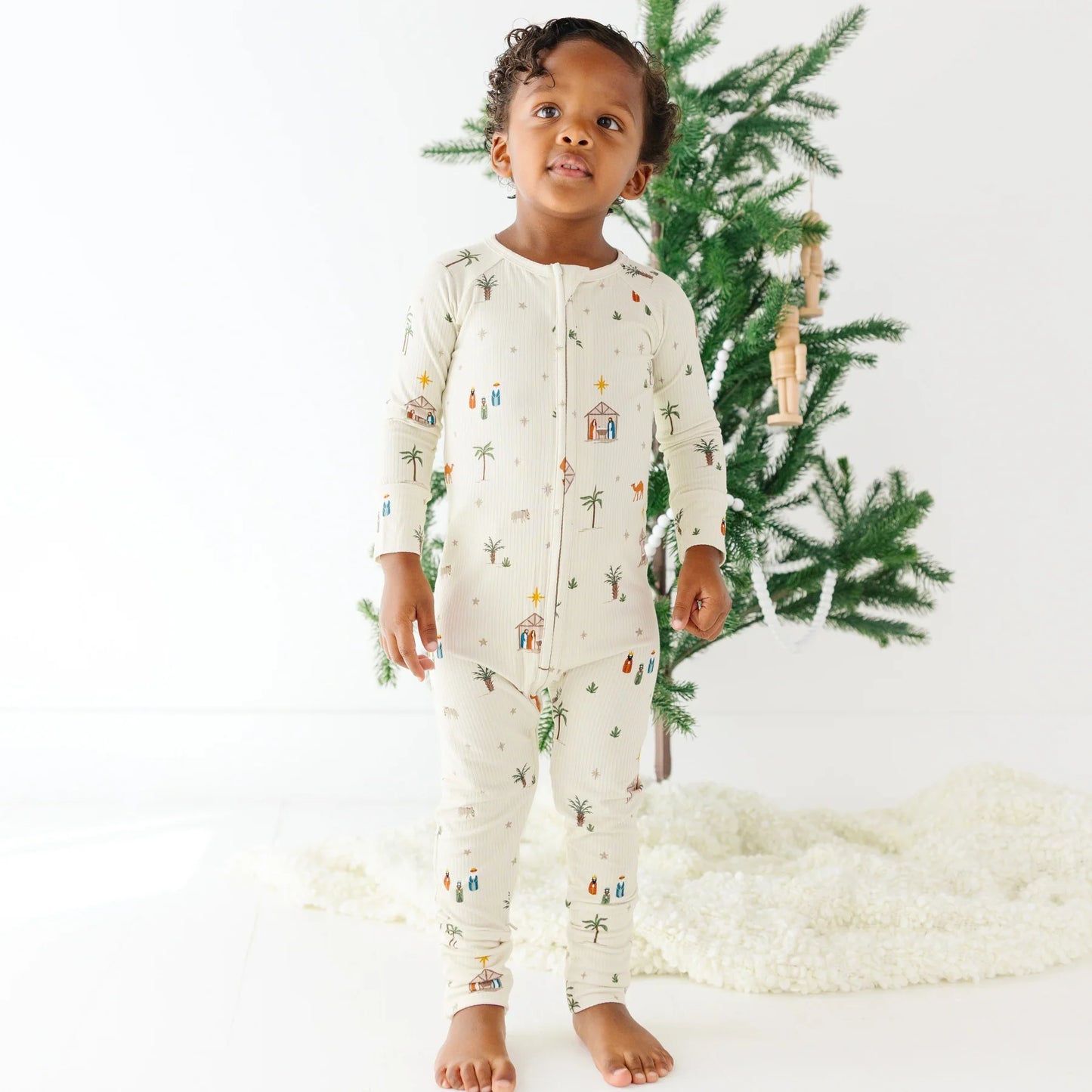 Ribbed Zip Romper - Nativity