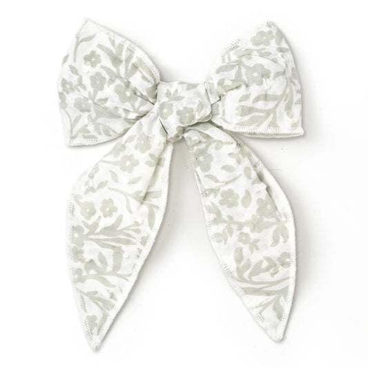 Organic Hair Bow Clip - Sage Floral