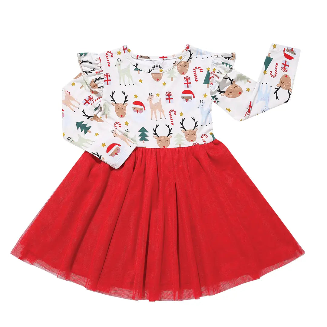 Tulle Dress - Santa and Friends 0-3 Mths