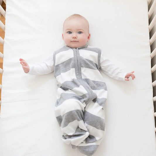 Wearable Baby Blanket - Heather Gray Rugby Stripe