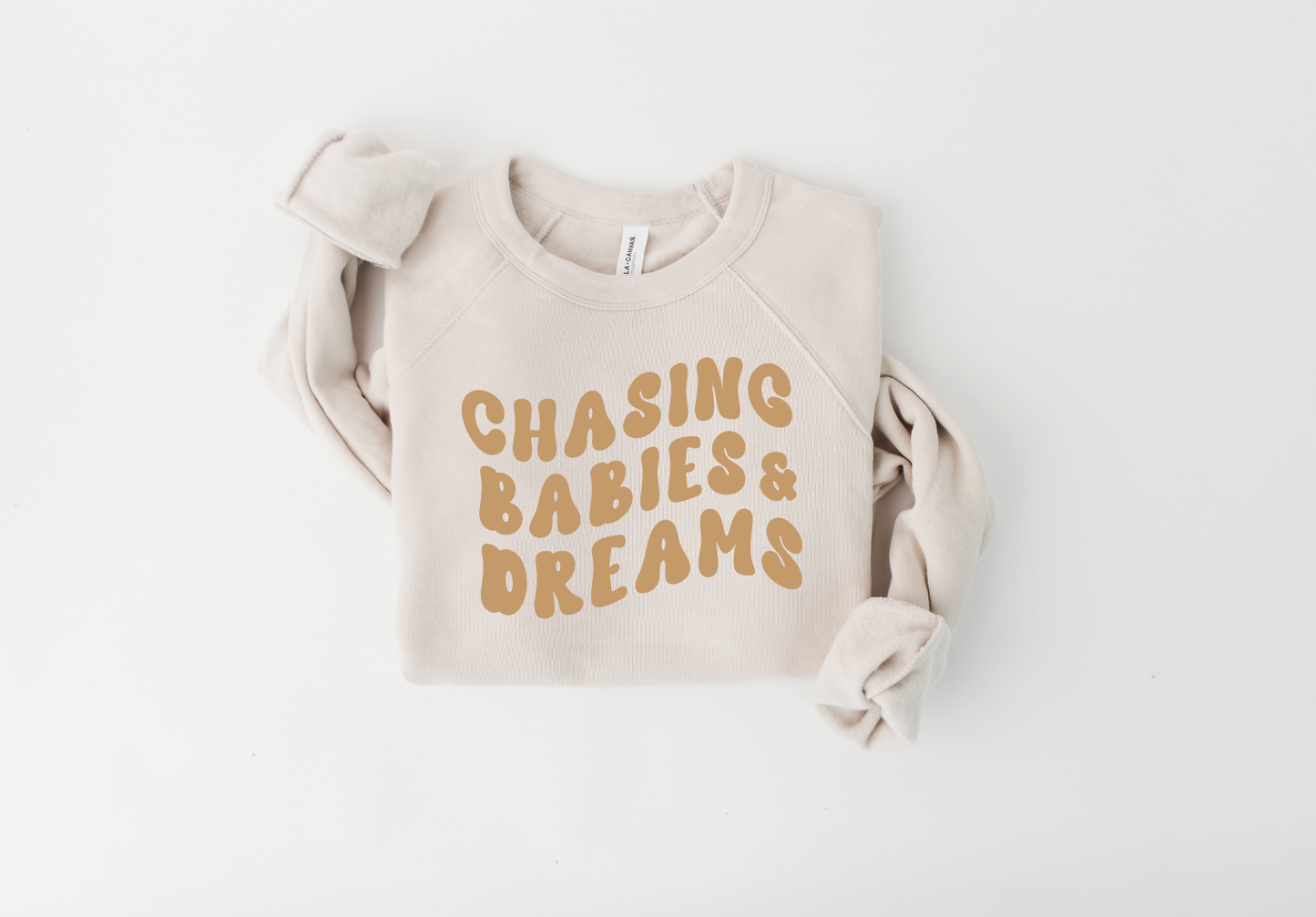 Chasing Babies & Dreams Pullover: Tan